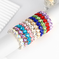 Nouveauté Bracelet en alliage élastique avec boule de cristal colorée, accessoire tendance unisexe, bracelet à breloques en verre DIY