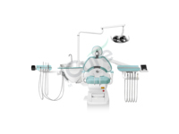 Unité dentaire intégrale de luxe V2 avec double source lumineuse, lampe buccale et fauteuil dentaire à dossier réglable pour clinique