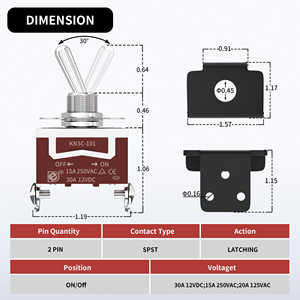 สวิตช์แบบกด 12V สำหรับงานหนัก 30 แอมป์ SPST เปิด-ปิด 2 ขา สำหรับเรือ พร้อมขายึดอะลูมิเนียมและฝาครอบกันน้ำสำหรับยานยนต์ - Product Image 2