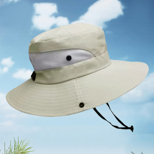 Sun Protective Wide Brim Bucket Hat Breathable Foldable Outdoor Sun Hat Adult Solid Color Contrast - Product Image 1