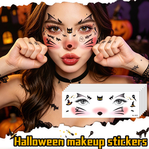 Autocollants de tatouage temporaire effet yeux d'araignée et chauve-souris, esthétique sombre, imperméables, pour le visage, idéaux pour les festivals de musique et les fêtes d'Halloween - Product Image 5