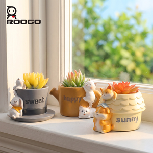 <span class=keywords><strong>Vasi</strong></span> da Giardino in Resina Ecologica a Forma di Animali Cartoon Roogo <span class=keywords><strong>per</strong></span> Composizioni di <span class=keywords><strong>Piante</strong></span> Succulente su Balconi e in Casa - Product Image 4