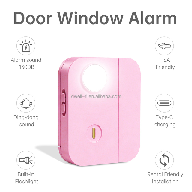 Rechargeable 130dB Magnetic Door Window Security Alarm Wireless Sensor USB-C Charging Portable Anti-Theft Alert Custom Logo CE