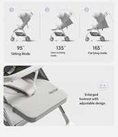 Poussette bébé pliable à une touche, cadre en alliage d'aluminium, position assise et allongée pour bébés de 0 à 3 ans, idéale pour les voyages