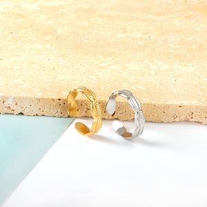 18K Gold PVD Plated 316 Stainless Steel <b>Rings</b> Finger Chunky Wedding <b>Statement</b> Jewelry <b>Ring</b> for Women - Product Image 5