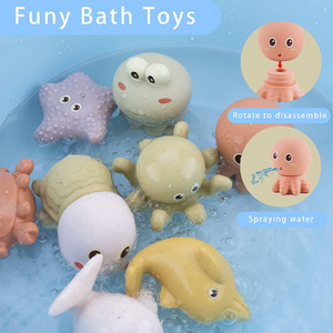 Juguetes de Baño para Niños Pequeños, 10 Piezas, Animales del Océano, Cangrejo, Tortuga, Ballena, Juguetes Flotantes que Rocían Agua para Bebés - Product Image 3