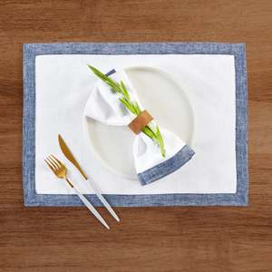 Sets de table en lin bordés avec une bordure étroite contrastante pour les traiteurs et les services de banquet - Product Image 1