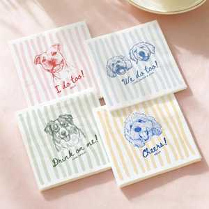 Serviettes personnalisées pour animaux de compagnie : Portrait de chien et de chat sur mesure à partir de photo pour cocktails et fiançailles - Product Image 1