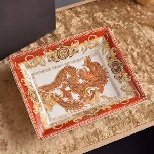 Service de table et tasses à soucoupe en porcelaine fine 32 pièces, motif dragon, style européen de luxe - Product Image 6