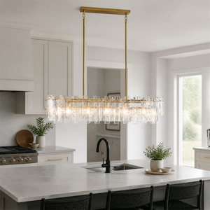 Lámpara de Techo Nórdica Moderna, Lámpara Colgante LED Rectangular de Cobre <span class=keywords><strong>Vintage</strong></span> con Cristal Esmerilado, para Comedor y Cocina, Venta al Por Mayor - Product Image 3