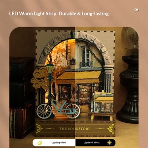 <span class=keywords><strong>Cutebee</strong></span> Modèle de scène miniature sur pied, veilleuse, puzzle 3D, artisanat, ensemble décoratif, cadeau de vacances, composants de scène de rue en bois - Product Image 2