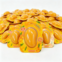 Bonbons gélifiés multicolores OEM Halal en forme de mangue 3D, grande taille, à peler, saveur fruitée, sucrés, en sachet