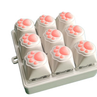 Keycap Anti-Stres Bahan PC Bentuk Bulat untuk PC, Tester Axis 9-Key, Gantungan Kunci Keyboard, Mainan Penghilang Stres Jepit Jari
