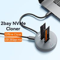 Estación de Acoplamiento NVMe SSD de 2 Bahías sin Tornillos MAIWO con Clonación, USB-C 10Gbps a PCIe4.0, Carcasa para SSD NVMe 2230 2242 2280 M2 HDD