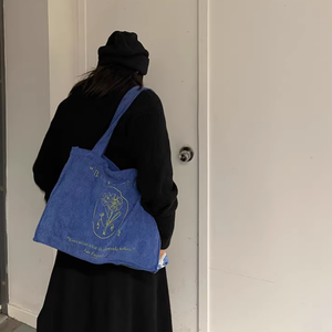 Bolsa de Mano de Pana con Logotipo Bordado de Alta Calidad, Bolsa de Compras de Gran Capacidad, Bolsa Deportiva Portátil para Yoga para Mujer - Product Image 6