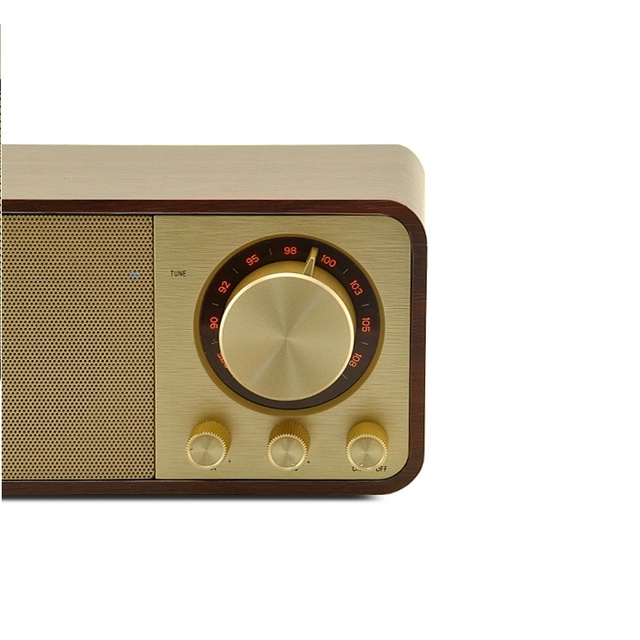 Antique Style JY66 Wooden for V5.3 Wireless Speaker 5W Portable FM Radio TF AUX Compatibility Built-in Mic Button Control
