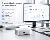 SOAYAN Mini PC AMD Ryzen 5 6600H 12GB 16GB 24GB LPDDR5 M.2 NVME SSD Desktop Mini PC Bisnis Ringkas Windows 11 Pro MQR5