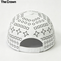 Gorra de Béisbol de 6 Paneles con Estampado Geométrico Personalizado, Venta al Por Mayor, Diseño Integral, Estilo de 5 Paneles, Visera Curva, Cierre de Gancho y Bucle, Fabricante