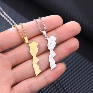 Collares con Colgante <span class=keywords><strong>de</strong></span> <span class=keywords><strong>Mapa</strong></span> Nacional <span class=keywords><strong>de</strong></span> Marruecos Esmaltado, Impermeables, <span class=keywords><strong>de</strong></span> Acero Inoxidable que No se Deslustra, Venta al por Mayor para Hombres y Mujeres - Product Image 6