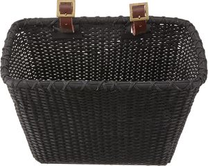 Panier rectangulaire en cuir véritable écologique et cannage tressé avec sangles et boucles en laiton pour vélos - Product Image 3