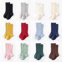 Chaussettes Bébé en Coton Côtelé Mi-Mollet pour Nourrissons et Tout-Petits 0-3 Ans Sans Couture Double Aiguille Unisexe Vente en Gros OEM