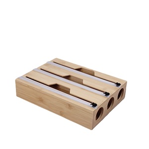 Kitchen <b>plastic</b> wrap and aluminum foil cutter, cross-border <b>drawer</b> <b>storage</b> bamboo sorting and organizing box, square bamboo box. - Product Image 1