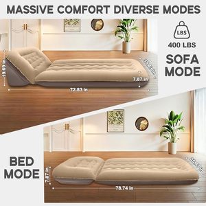 Inflatable Couch for Camping Air Mattress with Adjustable Backrest Blow <b>Up</b> Couch for Adults with Flocked Surface - Product Image 2