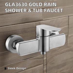 Grifo de ducha de lluvia de baño de un solo orificio <span class=keywords><strong>Nanan</strong></span>, grifo mezclador de agua de latón negro dorado, cabezal cromado montado en la pared personalizable - Product Image 4