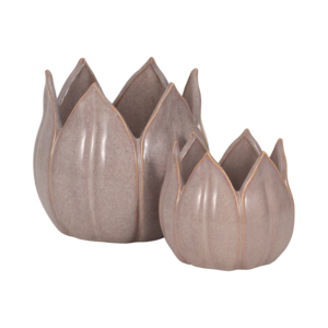 Jardinières en céramique en forme de pétale pour plantes d'intérieur et d'extérieur, pots décoratifs pour fleurs, lot de deux tailles - Product Image 4