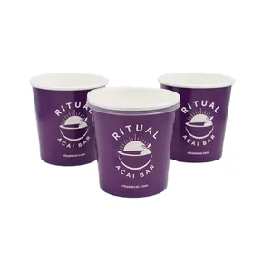 Cninese Factory Supplier Disposable 16oz PLA Ice Cream Paper Cups 100% Degradable Ice Cream Cup