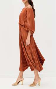 定制自有品牌女性百褶裙脱肩丝光缎Midi长度休闲长袖舞会紧身胸衣 - Product Image 3