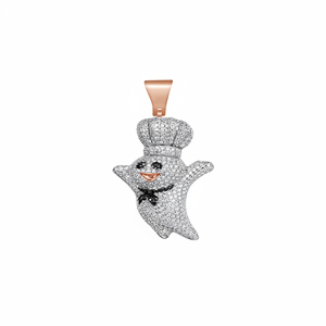 Hip Hop Style 10K Yellow Gold Pillsbury Chef Diamond Iced Out Round Brilliant Cut Party Wear Pendant Fashionable Charms - Product Image 2