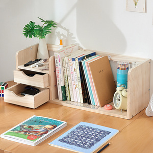 Wooden <b>Desktop</b> Storage <b>Shelf</b> 3 Tier With Drawer For Kitchen Office Organizing - Product Image 5