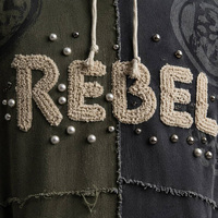 Setelan Pakaian Pria Cenloong Berhias Berlian Imitasi, Tracksuit Tebal Model Distressed Khusus, Setelan Hoodie Pria