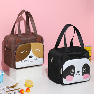Sac à lunch isotherme avec motif de dessin animé, feuille d'aluminium épaisse pour usage extérieur, chiot brun, panda noir - Product Image 1