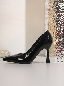 Xuanhui, Nueva Llegada, Zapatos <span class=keywords><strong>de</strong></span> Tacón Alto Esculpido <span class=keywords><strong>de</strong></span> 9.5cm, Punta Puntiaguda, Color Rojo <span class=keywords><strong>Vino</strong></span> Intenso, en PU Charol, para Mujer - Product Image 4