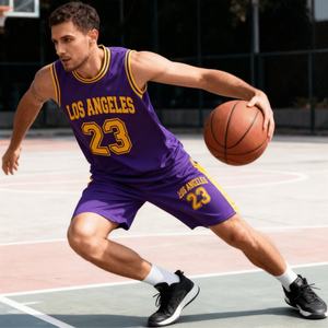 Conjunto Deportivo de Dos Piezas de Baloncesto Unisex Los Ángeles 2026, Logotipo Personalizado, Jersey y Pantalones Cortos Deportivos de Malla de Poliéster de Alta Calidad - Product Image 1
