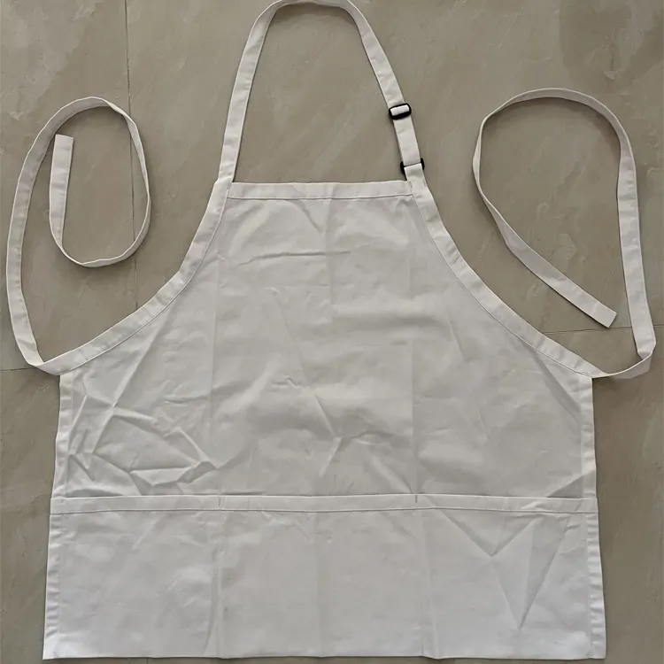 New style soft comfortable t/c fabric professional apron durable mid-length apron adjustable neck band with 3 pockets