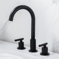 Populaire en Europe Robinet de lavabo à double interrupteur antidérapant froid et chaud à trois trous montés sur table en cuivre