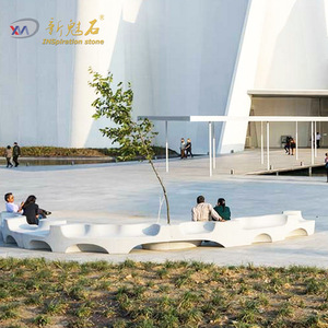Nouvelle banc-bac à fleurs en béton GRC Magic Stone pour extérieur, imperméable, forme irrégulière, assise paysagère - Product Image 3