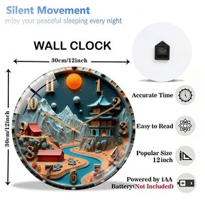 Orologio <span class=keywords><strong>da</strong></span> <span class=keywords><strong>Parete</strong></span> Industriale in Vetro <span class=keywords><strong>da</strong></span> 12 Pollici con Dettagli Rustici in Metallo e Finitura Invecchiata - Product Image 2