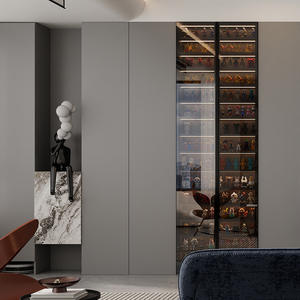 Vitrine en verre avec porte à battant, design minimaliste mural pour salon, rangement de figurines, 80x120 à 80x200 - Product Image 2