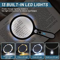 10X 30x Large Handheld Lighted Magnifier with 13 LED Lights 3 Mode Rechargeable for Seniors Reading & Close Work