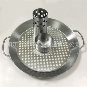 Bandeja redonda para asar pollo de acero inoxidable, 35x30,5x12cm, con rejilla desmontable para cocinar, hornear y hacer barbacoa - Product Image 3