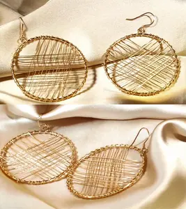Rose Gold Plated Women's Exaggerated Large Silver Net Earrings