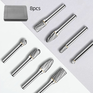 Juego de 8 fresas de carburo Yunbei Yb para trabajar la madera y tallar metal, acabado brillante, vástago recto - Product Image 1