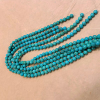 Perles en vrac de pierre précieuse naturelle turquoise lisse et charmante, 6MM 8MM 10MM 12MM, pour la fabrication de bracelets et colliers