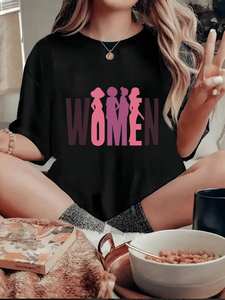 T-Shirt Casual da Donna, Maniche Corte, Collo Tondo, 100% Cotone Jersey, Design con Stampa di Lettere, per Primavera ed Estate - Product Image 3