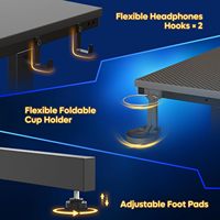 Bureau de jeu électrique pliable en métal réglable avec éclairage LED RGB, bureau surélevé à hauteur personnalisable pour les joueurs PC