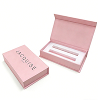Emballage de tube de rouge à lèvres personnalisé avec logo pliable, estampage à chaud, boîte en carton rose adorable pour gloss à lèvres, parfum, mascara, boîte de rangement